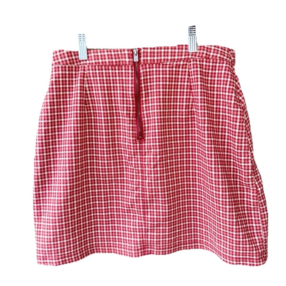 Hollister Skirt Women's Medium Short Mini Slit Ultra High Rise Red White Plaid